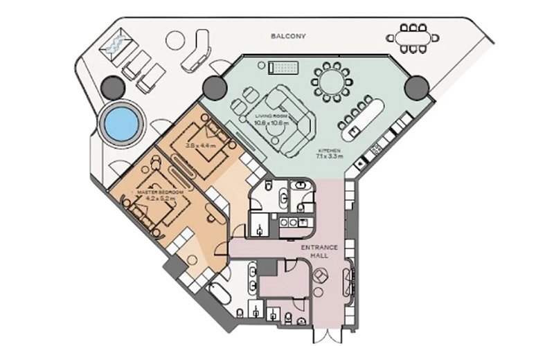 Eywa Tower Dubai 2-BR Apartment Floor Plan