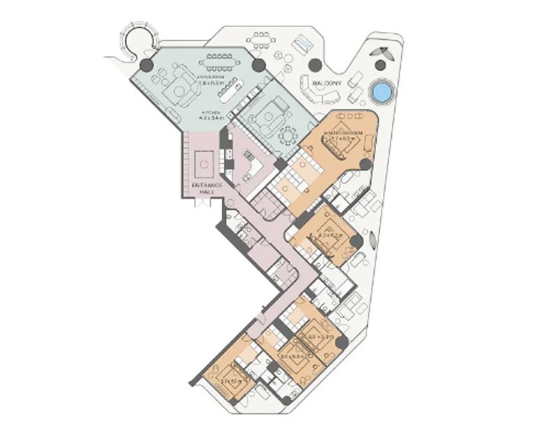 Eywa Tower Dubai 5-BR Apartment Floor Plan